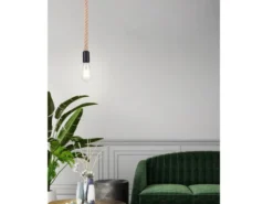 Pendelleuchte ULLEU 1-flammig mit Hanfseil, Abhängung 160cm