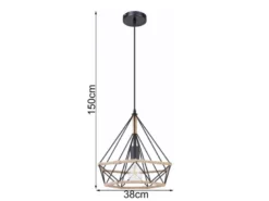 Pendelleuchte ULLEU mit Hanfseil und Drahtgestell Schwarz, Ø 38cm