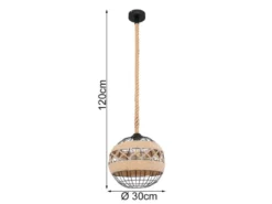 Pendelleuchte ULLEU mit Hanfseil und Drahtkugel Schwarz, Ø 30cm