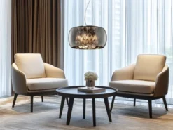 Pendelleuchte VAPORE mit Glas Chrom in Rauchglas Optik & Kristallbehang Ø 40cm