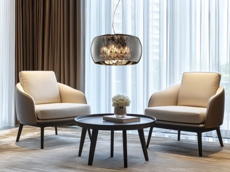Pendelleuchte VAPORE mit Glas Chrom in Rauchglas Optik & Kristallbehang Ø 40cm