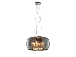 Pendelleuchte VAPORE mit Glas Chrom in Rauchglas Optik & Kristallbehang Ø 40cm