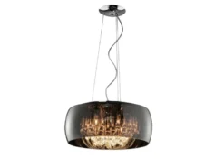 Pendelleuchte VAPORE mit Glas Chrom in Rauchglas Optik & Kristallbehang Ø 50cm