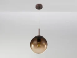 Pendelleuchte VARUS 1-flammig mit Glaskugel aus Amberglas, Ø 20cm