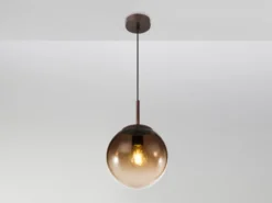 Pendelleuchte VARUS 1-flammig mit Glaskugel aus Amberglas, Ø 20cm