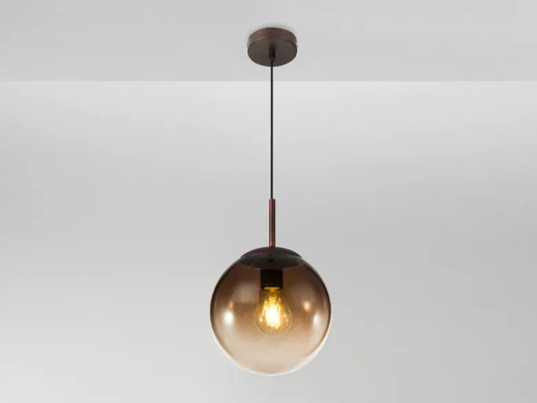 Pendelleuchte VARUS 1-flammig mit Glaskugel aus Amberglas, Ø 20cm
