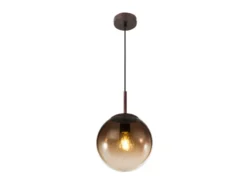Pendelleuchte VARUS 1-flammig mit Glaskugel aus Amberglas, Ø 20cm