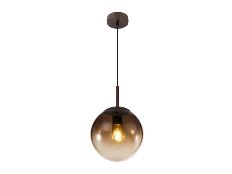 Pendelleuchte VARUS 1-flammig mit Glaskugel aus Amberglas, Ø 20cm