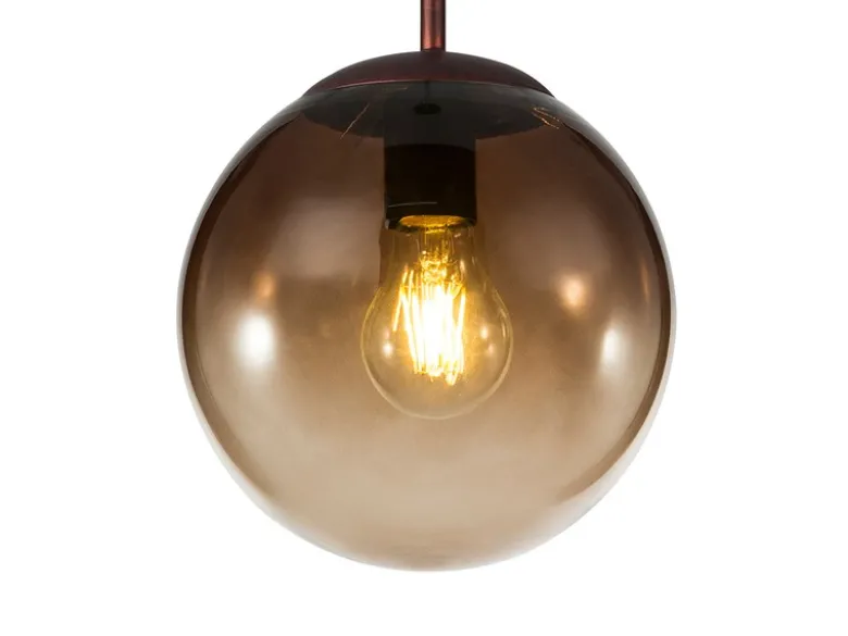 Pendelleuchte VARUS 1-flammig mit Glaskugel aus Amberglas, Ø 20cm