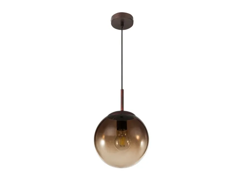Pendelleuchte VARUS 1-flammig mit Glaskugel aus Amberglas, Ø 20cm