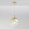 Pendelleuchte VARUS 1-flammig Glaskugel Design in Gold & Klarglas, Ø 20cm