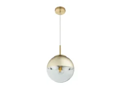 Pendelleuchte VARUS 1-flammig Glaskugel Design in Gold & Klarglas, Ø 20cm
