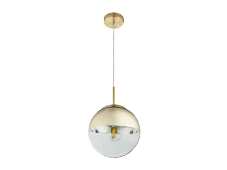 Pendelleuchte VARUS 1-flammig Glaskugel Design in Gold & Klarglas, Ø 20cm