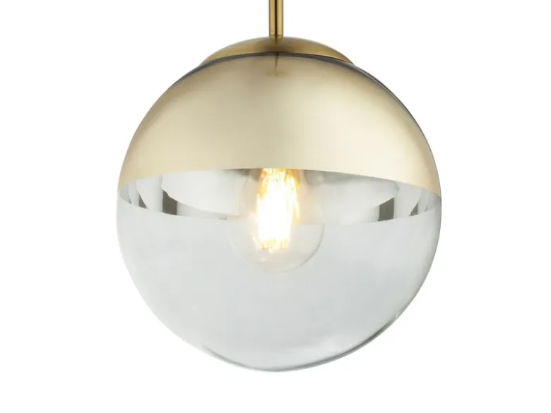 Pendelleuchte VARUS 1-flammig Glaskugel Design in Gold & Klarglas, Ø 20cm