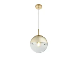 Pendelleuchte VARUS 1-flammig Glaskugel Design in Gold & Klarglas, Ø 20cm