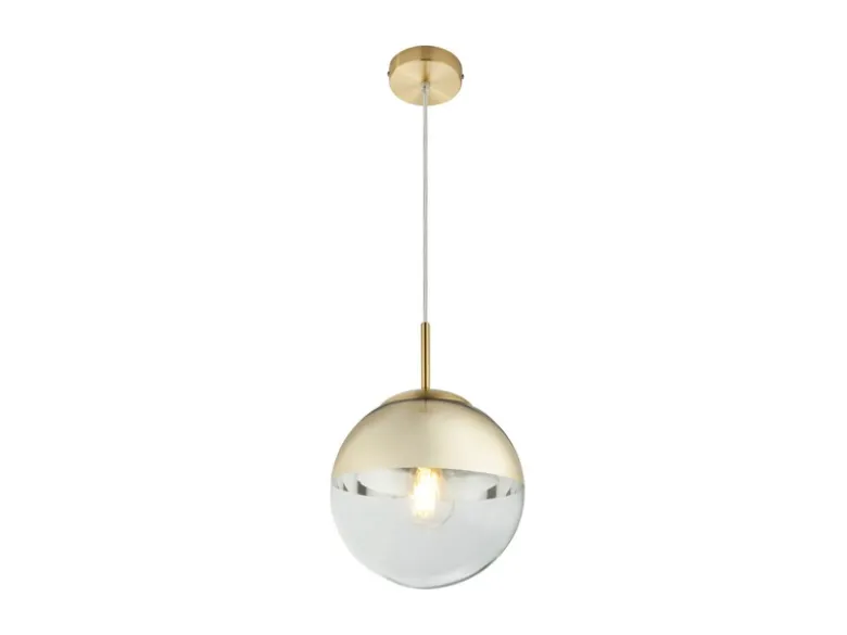 Pendelleuchte VARUS 1-flammig Glaskugel Design in Gold & Klarglas, Ø 20cm