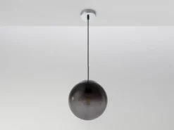 Pendelleuchte VARUS 1-flammig mit Glaskugel aus Rauchglas, Ø 20cm