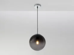 Pendelleuchte VARUS 1-flammig mit Glaskugel aus Rauchglas, Ø 20cm