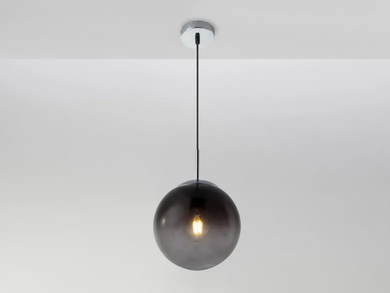 Pendelleuchte VARUS 1-flammig mit Glaskugel aus Rauchglas, Ø 20cm