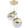 Pendelleuchte VARUS 3-flammig Glaskugeln Design in Gold & Klarglas, Ø 51cm