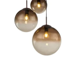 Pendelleuchte VARUS 3-flammig mit Glaskugeln aus Amberglas, Ø 51cm