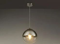 Pendelleuchte VARUS 1-flammig Glaskugel Design in Chrom & Klarglas, Ø 25cm
