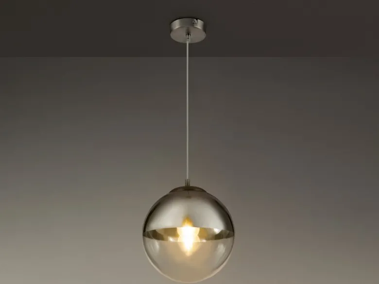 Pendelleuchte VARUS 1-flammig Glaskugel Design in Chrom & Klarglas, Ø 25cm