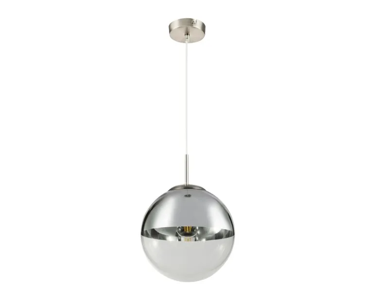 Pendelleuchte VARUS 1-flammig Glaskugel Design in Chrom & Klarglas, Ø 25cm