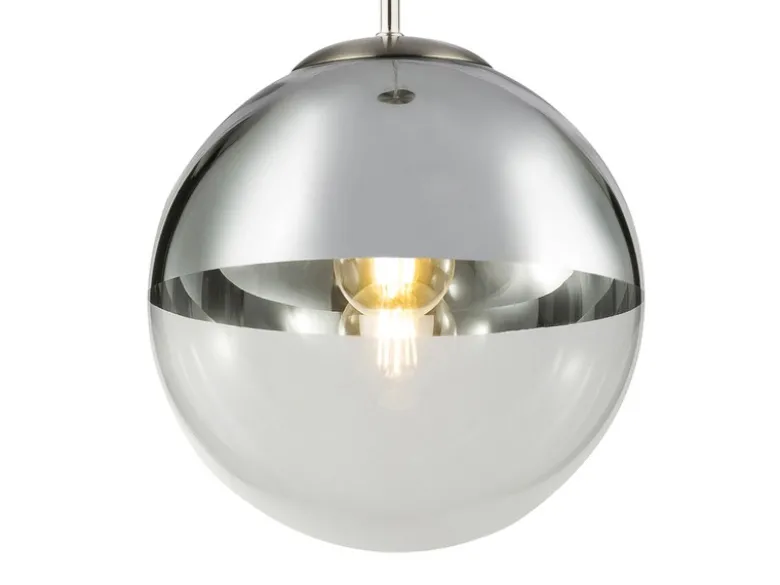 Pendelleuchte VARUS 1-flammig Glaskugel Design in Chrom & Klarglas, Ø 25cm