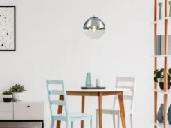 Pendelleuchte VARUS 1-flammig Glaskugel Design in Chrom & Klarglas, Ø 25cm