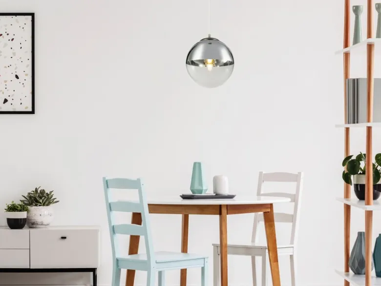 Pendelleuchte VARUS 1-flammig Glaskugel Design in Chrom & Klarglas, Ø 25cm