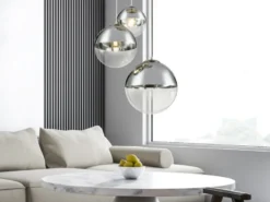 Pendelleuchte VARUS 3-flammig Glaskugeln Design in Chrom & Klarglas, Ø 51cm