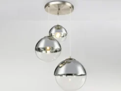 Pendelleuchte VARUS 3-flammig Glaskugeln Design in Chrom & Klarglas, Ø 51cm