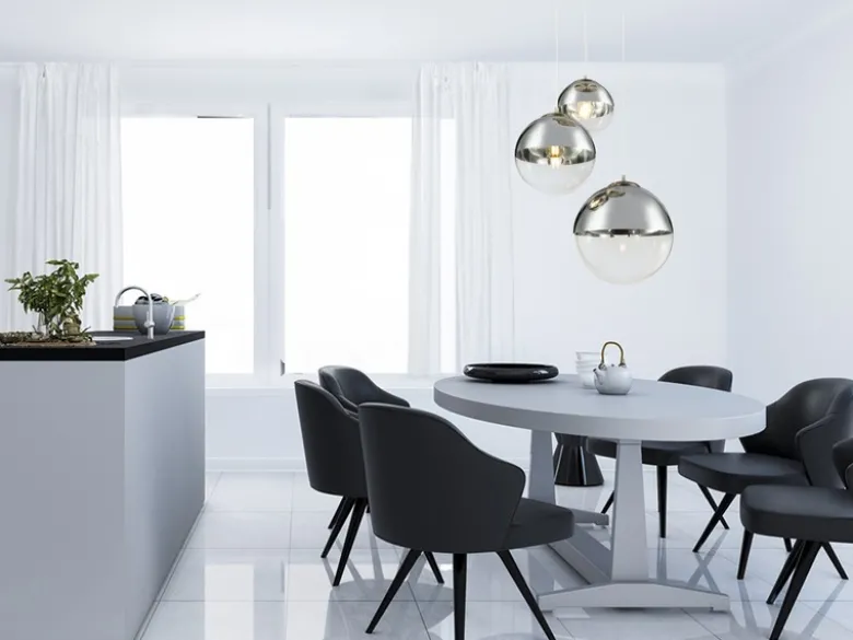 Pendelleuchte VARUS 3-flammig Glaskugeln Design in Chrom & Klarglas, Ø 51cm