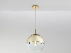 Pendelleuchte VARUS 1-flammig Glaskugel Design in Gold & Klarglas, Ø 25cm