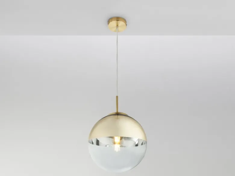 Pendelleuchte VARUS 1-flammig Glaskugel Design in Gold & Klarglas, Ø 25cm