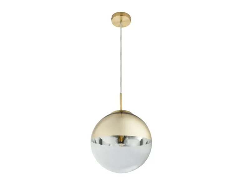 Pendelleuchte VARUS 1-flammig Glaskugel Design in Gold & Klarglas, Ø 25cm