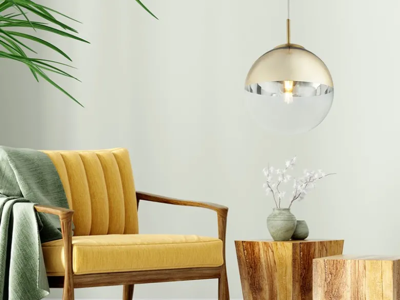 Pendelleuchte VARUS 1-flammig Glaskugel Design in Gold & Klarglas, Ø 25cm