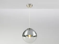 Pendelleuchte VARUS 1-flammig Glaskugel Design in Chrom & Klarglas, Ø 30cm