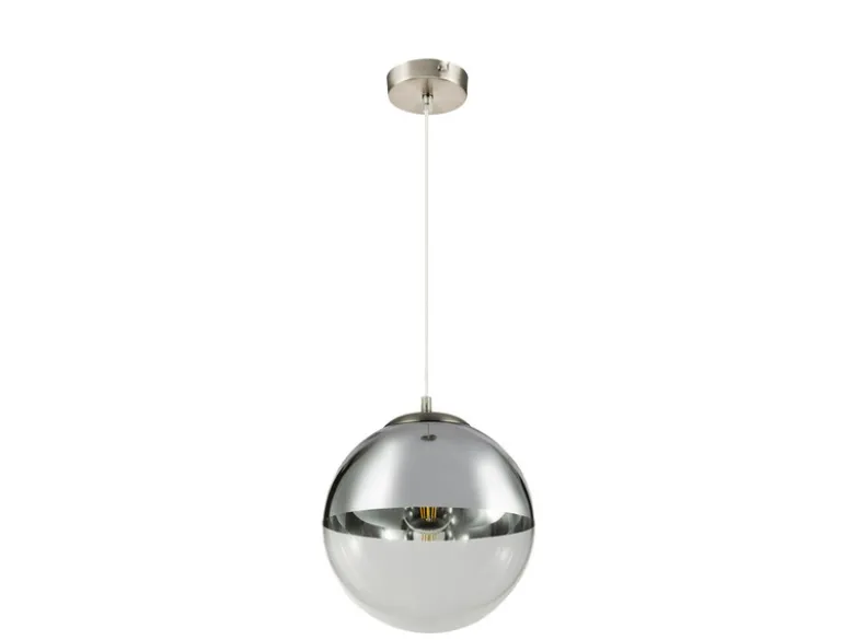 Pendelleuchte VARUS 1-flammig Glaskugel Design in Chrom & Klarglas, Ø 30cm