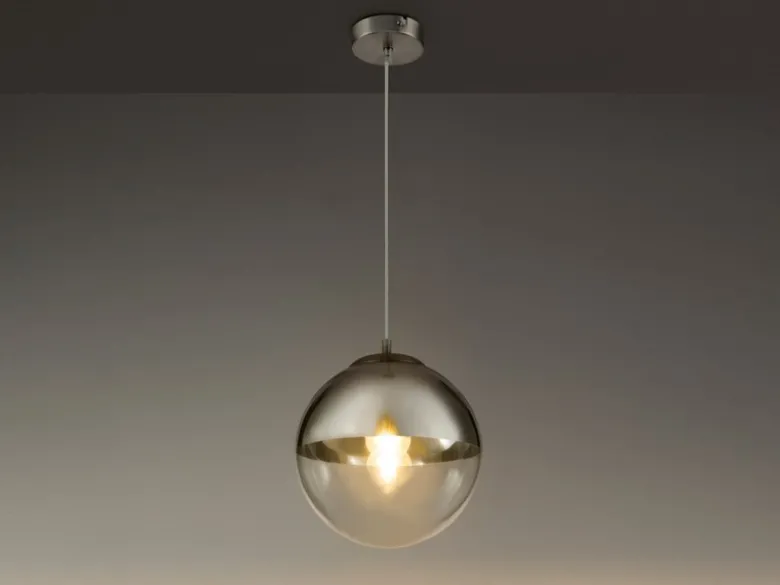 Pendelleuchte VARUS 1-flammig Glaskugel Design in Chrom & Klarglas, Ø 30cm