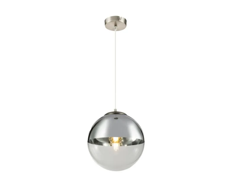 Pendelleuchte VARUS 1-flammig Glaskugel Design in Chrom & Klarglas, Ø 30cm