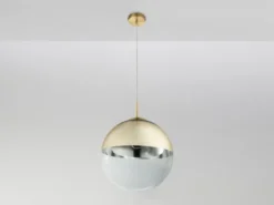 Pendelleuchte VARUS 1-flammig Glaskugel Design in Gold & Klarglas, Ø 33cm