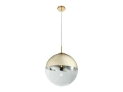 Pendelleuchte VARUS 1-flammig Glaskugel Design in Gold & Klarglas, Ø 33cm