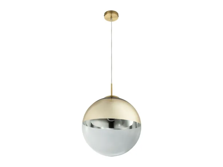Pendelleuchte VARUS 1-flammig Glaskugel Design in Gold & Klarglas, Ø 33cm