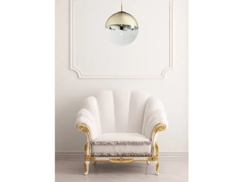 Pendelleuchte VARUS 1-flammig Glaskugel Design in Gold & Klarglas, Ø 33cm