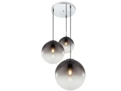 Pendelleuchte VARUS 3-flammig mit Glaskugeln aus Rauchglas, Ø 51cm