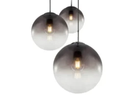Pendelleuchte VARUS 3-flammig mit Glaskugeln aus Rauchglas, Ø 51cm
