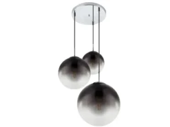 Pendelleuchte VARUS 3-flammig mit Glaskugeln aus Rauchglas, Ø 51cm