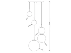 Pendelleuchte VARUS 5-flammig Glaskugeln Design in Chrom & Klarglas, Ø 65cm